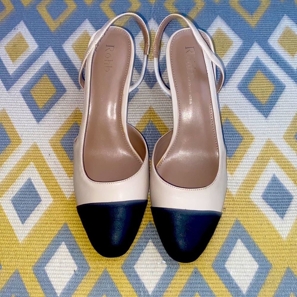 Two Tone Block Heel Slingback